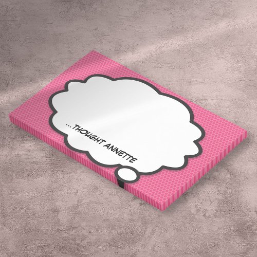 Custom Name Think Bubble Pink Comic Book Fun Post_it Notes