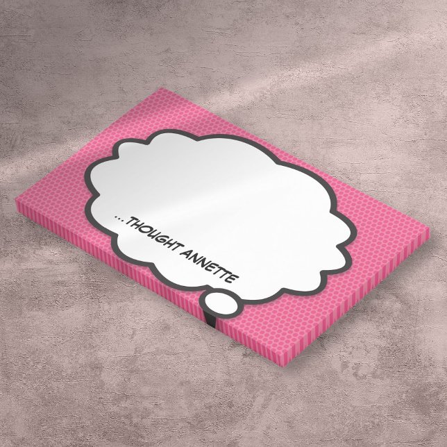 Custom Name Think Bubble Pink Comic Book Fun Post-it Notes (Custom Name Think Bubble Pink Comic Book Fun Post-it Notes)