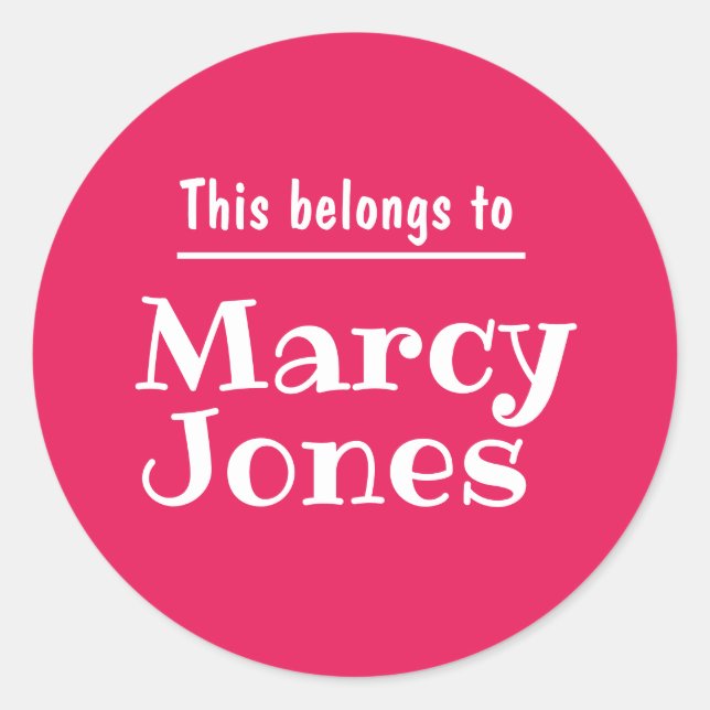 Custom Name This Belongs To Personalized Stickers  (Front)