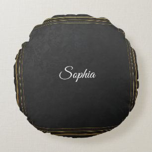 Custom Name Throw Pillow – Elegant Black & Gold Pe