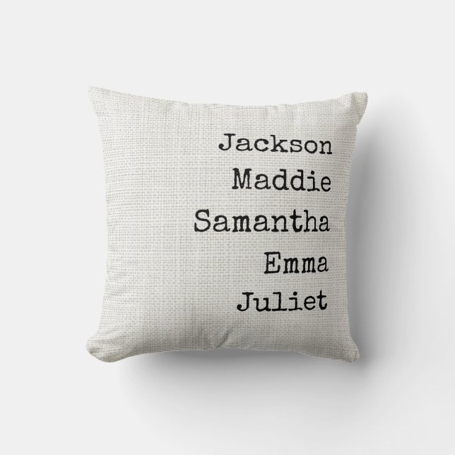 Custom Name Throw Pillow Gift for Grandma and Mom (Front)