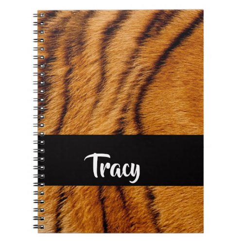 Custom name tiger skin notebook