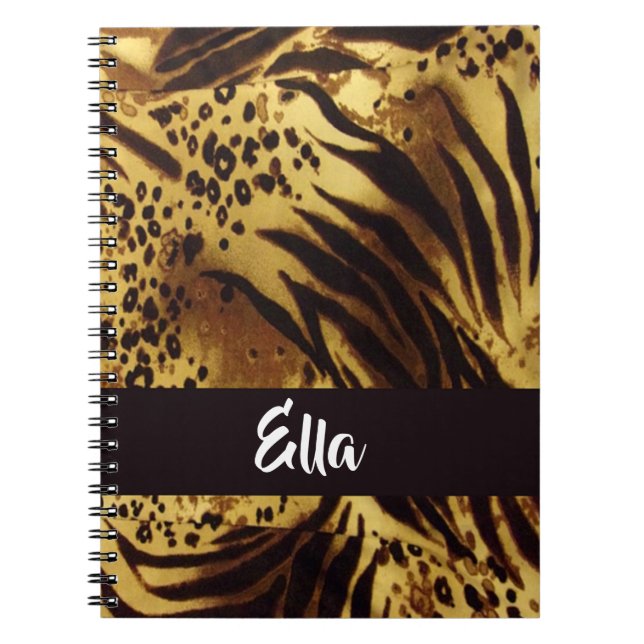 Custom name tiger skin print notebook (Front)