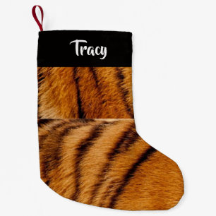 Custom name tiger skin small christmas stocking
