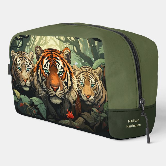 Custom Name Tigers Illustration Dopp Kit (Right Corner)