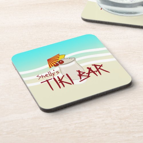 Custom Name Tiki Bar Beverage Coaster