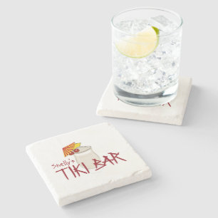 Custom Name Tiki Bar Stone Coaster