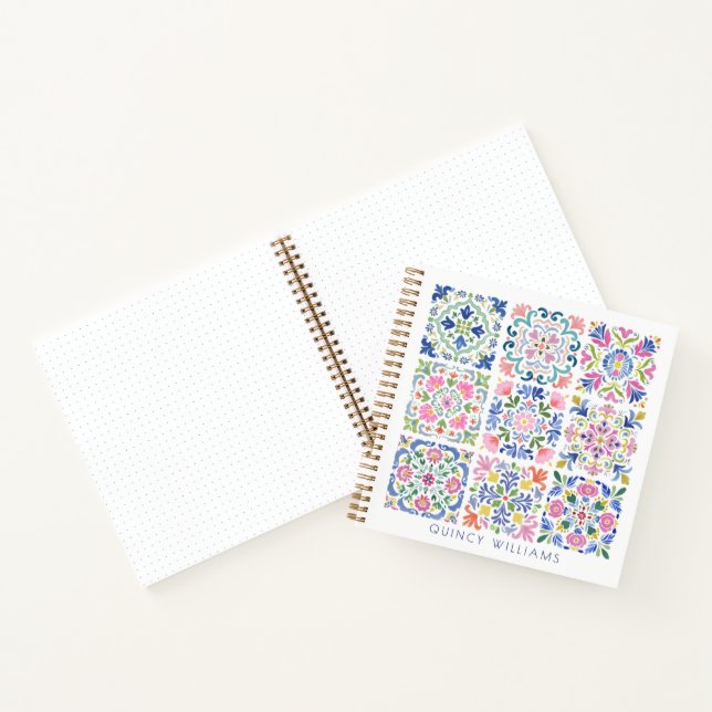 Custom Name Tile Mosaic  Notebook (Inside)