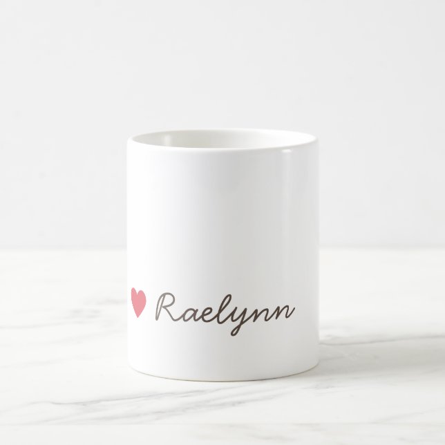 Custom Name Tiny Red Heart Symbol Cute Raelynn Coffee Mug (Center)