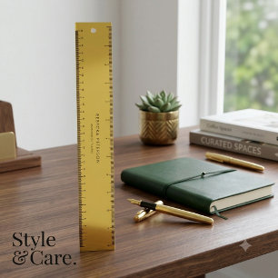 Custom Name & Title 12 Inch Metallic Gold Ruler