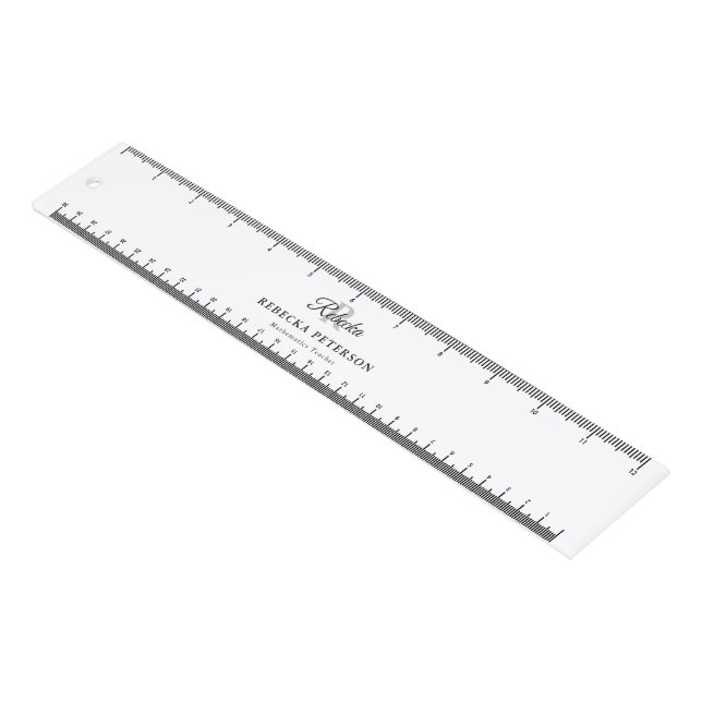 Custom Name & Title 12 Inch Ruler with Monogram (Angled)
