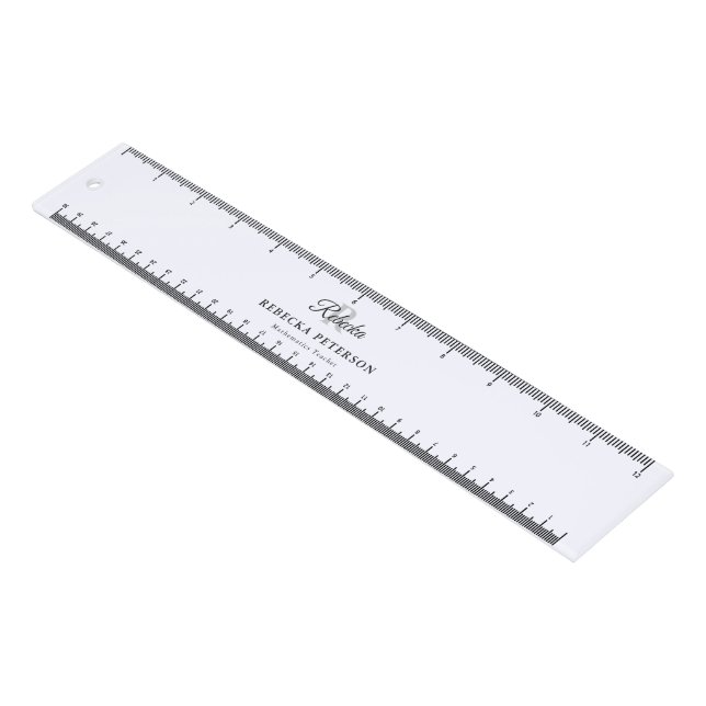 Custom Name & Title 12 Inch Transparent Clear Ruler (Angled)