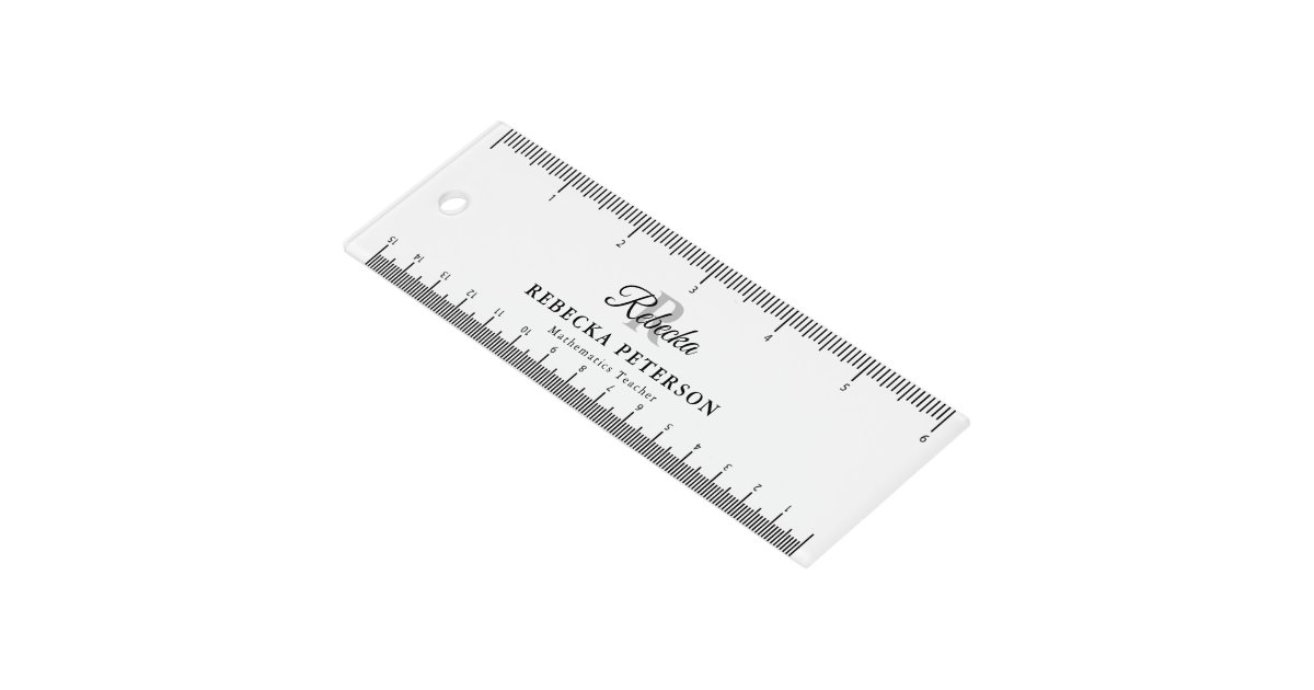 Custom Name & Title 6 Inch Ruler with Monogram | Zazzle