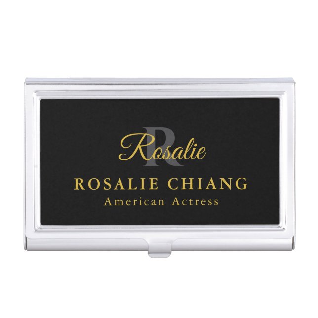 Custom Name & Title Card Case with Monogram (Front)