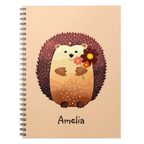 Custom Name Title  Cute Hedgehog Animal Fun Notebook