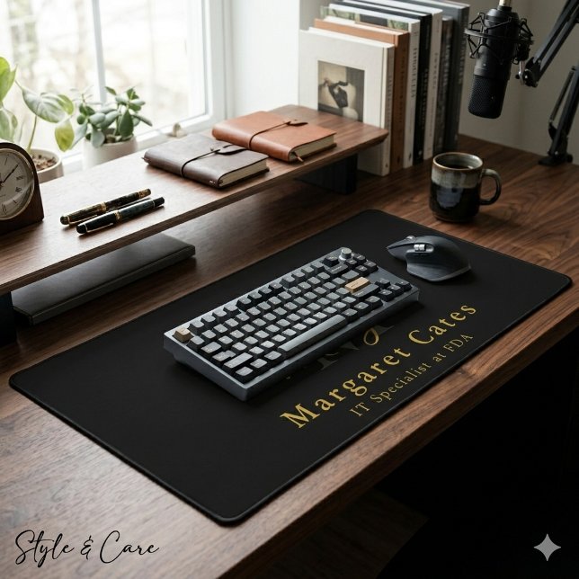 Custom Name & Title with Monogram - Desk Mat (Custom Name & Title with Monogram - Desk Mat)