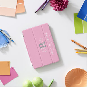 Custom Name & Title with Monogram Light Pink iPad Mini Cover