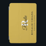 Custom Name & Title with Monogram M Gold iPad Mini Cover<br><div class="desc">Protect your iPad mini in style with this custom metallic gold cover featuring a personalized monogram, name, and title. Sleek and durable, it adds a luxurious touch while offering reliable protection against scratches and daily wear. Perfect for gifting or personal use with a sophisticated flair.</div>