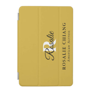 Custom Name & Title with Monogram M Gold iPad Mini Cover