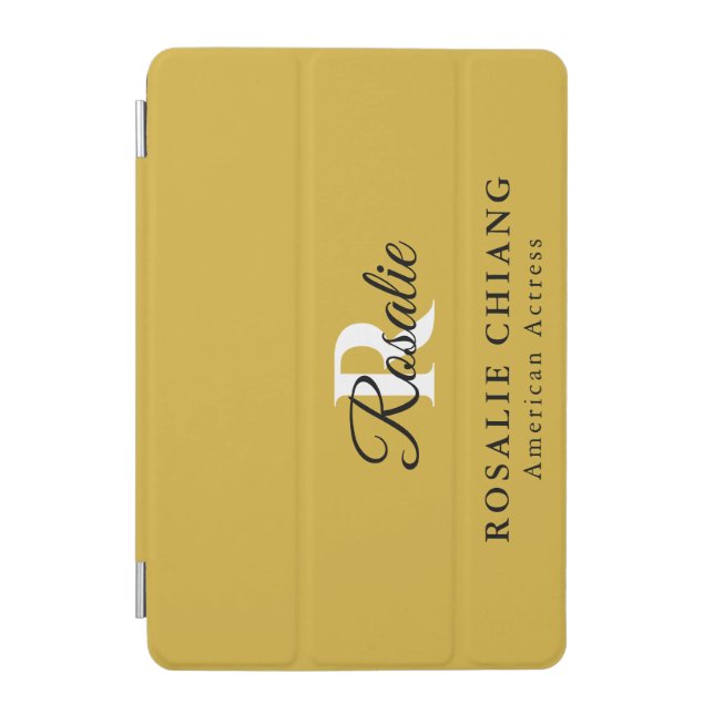 Custom Name & Title with Monogram M Gold iPad Mini Cover (Front)
