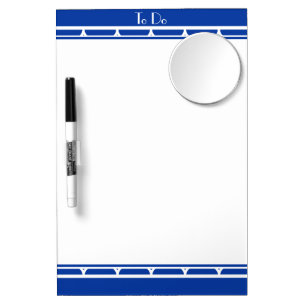 Custom Name To Do Blue White Monogrammed Message Dry Erase Board With Mirror