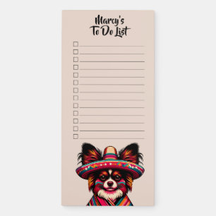 Custom Name To Do List Checklist Papillon Dog Magnetic Notepad