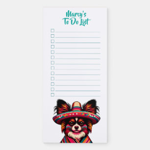 Custom Name To Do List Checklist Papillon Dog Magnetic Notepad
