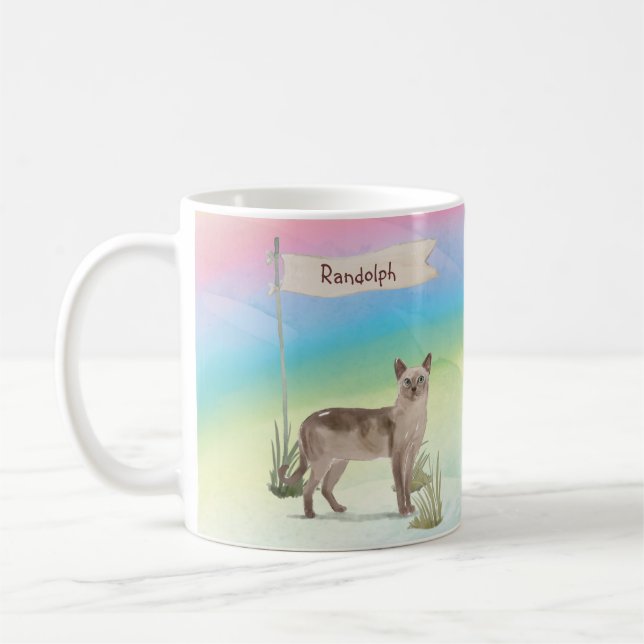 Custom Name Tonkinese Cat Pet Coffee Mug (Left)
