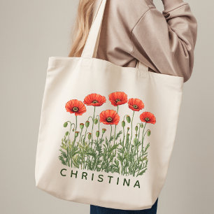 Custom Name Tote Bag Floral Gift for Her Mom Bride