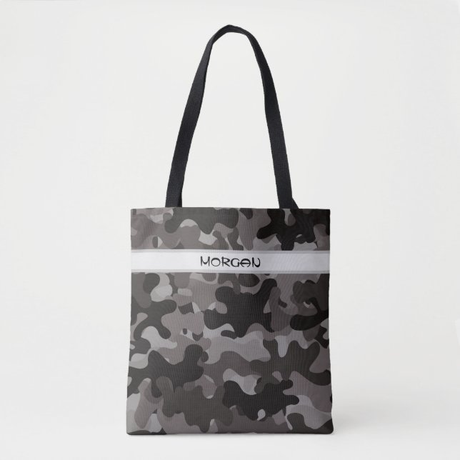 Custom Name Tote Bag with Camouflage Pattern (Front)