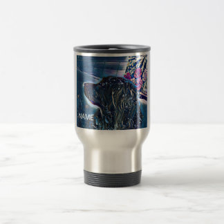 CUSTOM NAME TRAVEL MUG WITH GOLDEN RETRIEVER