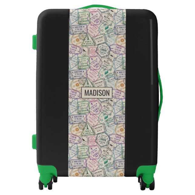Custom name Travel Stamps Pattern Luggage (Front)