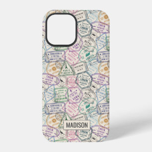 Custom name Travel Stamps Pattern phone cases