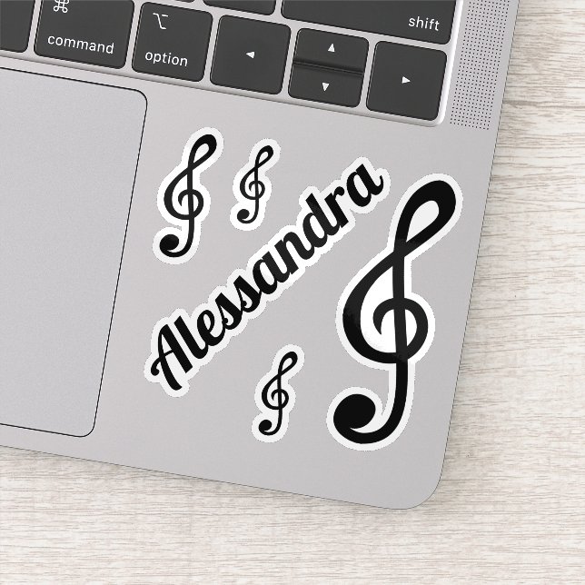 Custom Name Treble Clef Music Notes Cool Musical Sticker