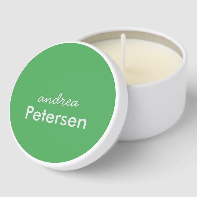 Custom name trendy modern minimalist mini candle favors (Corner)