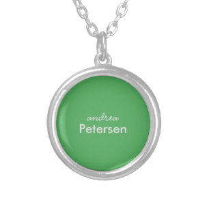 Custom name trendy modern minimalist silver plated necklace