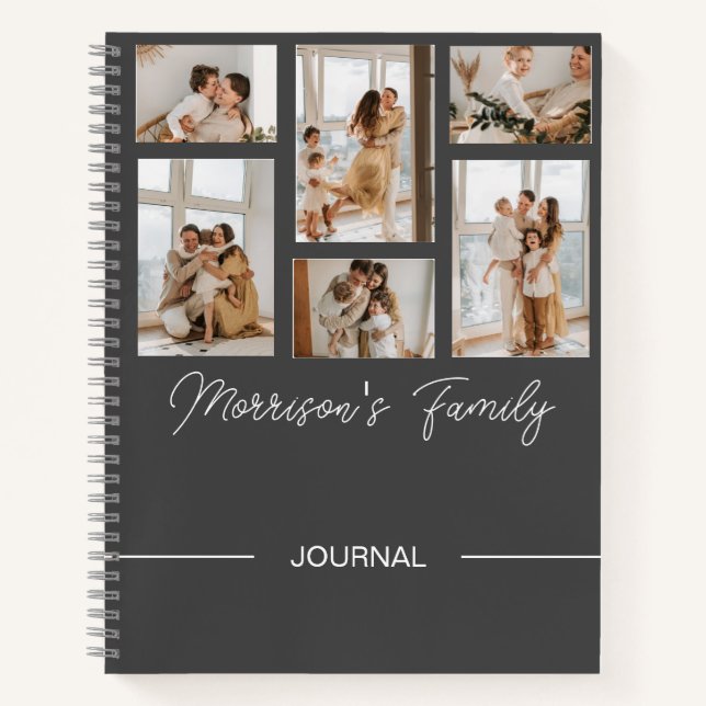 Custom Name Trendy Modern Script & Photo Collage  Notebook (Front)