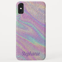 Custom Name Trendy Rainbow Glitter Texture Apple