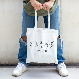 Custom Name Trendy Skeleton Dancer Ballet Tote Bag