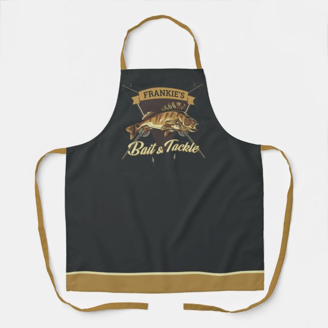Custom NAME Trophy Fishing Angler Bait Tackle Shop Apron (Front)