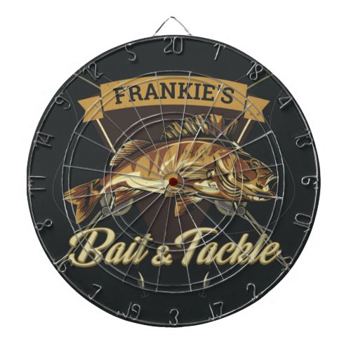 Custom NAME Trophy Fishing Angler Bait Tackle Shop Dart Board