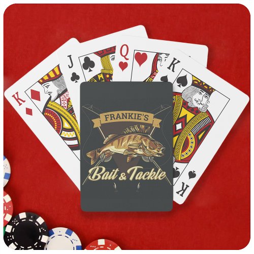 Custom NAME Trophy Fishing Angler Bait Tackle Shop Poker Cards