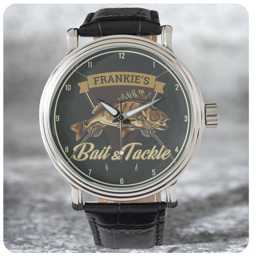 Custom NAME Trophy Fishing Angler Bait Tackle Shop Watch
