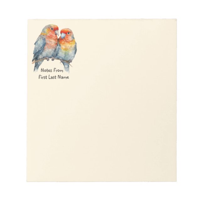 Custom Name Tropical Bird Animal Nature Art Notepad (Front)