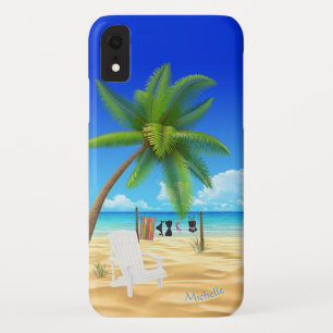 Custom Name Tropical Ocean Beach Scene iPhone XR Case
