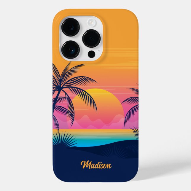 Custom Name Tropical Sunset Case-Mate iPhone Case (Back)