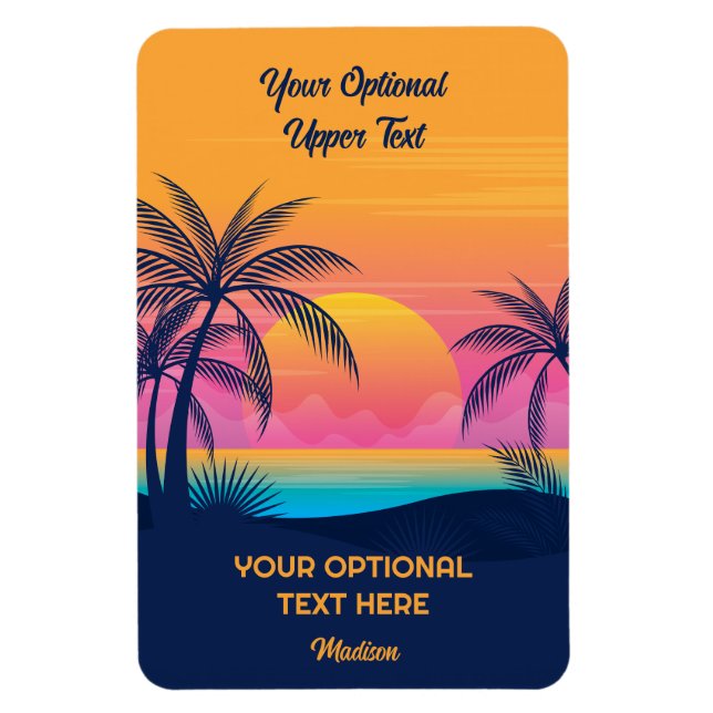 Custom Name Tropical Sunset Magnet (Vertical)