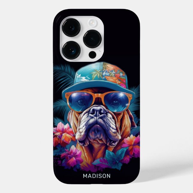 Custom Name Tropical Vacation Dog Case-Mate iPhone Case (Back)