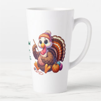 Custom name turkey crocheting latte mug