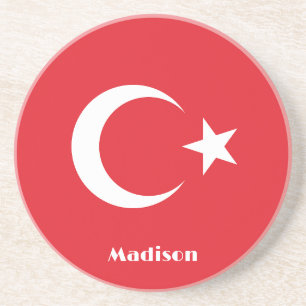 Custom Name Turkey Flag Coaster